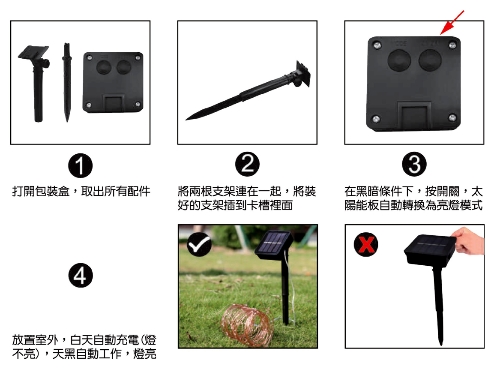 LED照明設備、LED太陽能燈飾．LED輕鋼架燈具～太陽能安裝使用說明